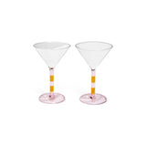 Fazeek Striped Martini Glasses Pink Amber 120ml Set of 2
