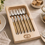 Laguiole Jean Dubost Deluxe Cake Fork Light Horn Set of 6