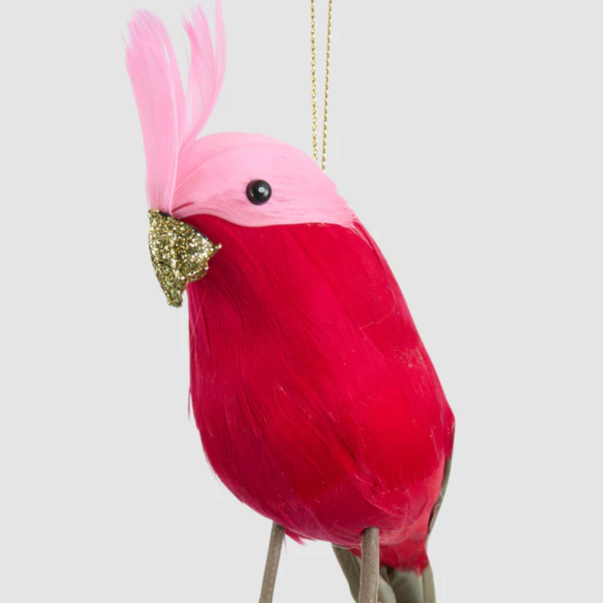 Vixen & Velvet Efina Feather Bird Decoration Red 20cm | Minimax