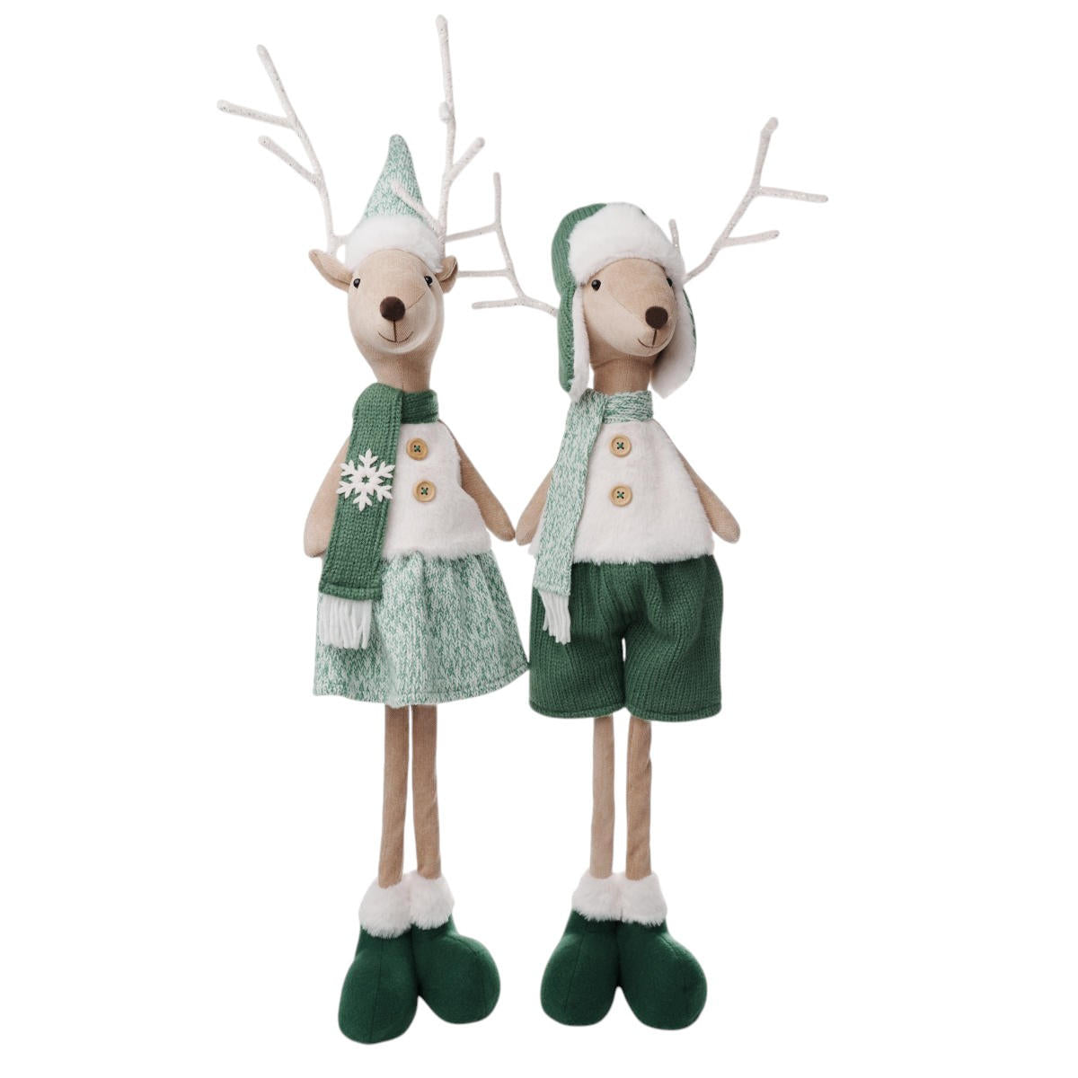 Noel Bob Standing Reindeer Christmas Decoration Green/White 75cm | Minimax