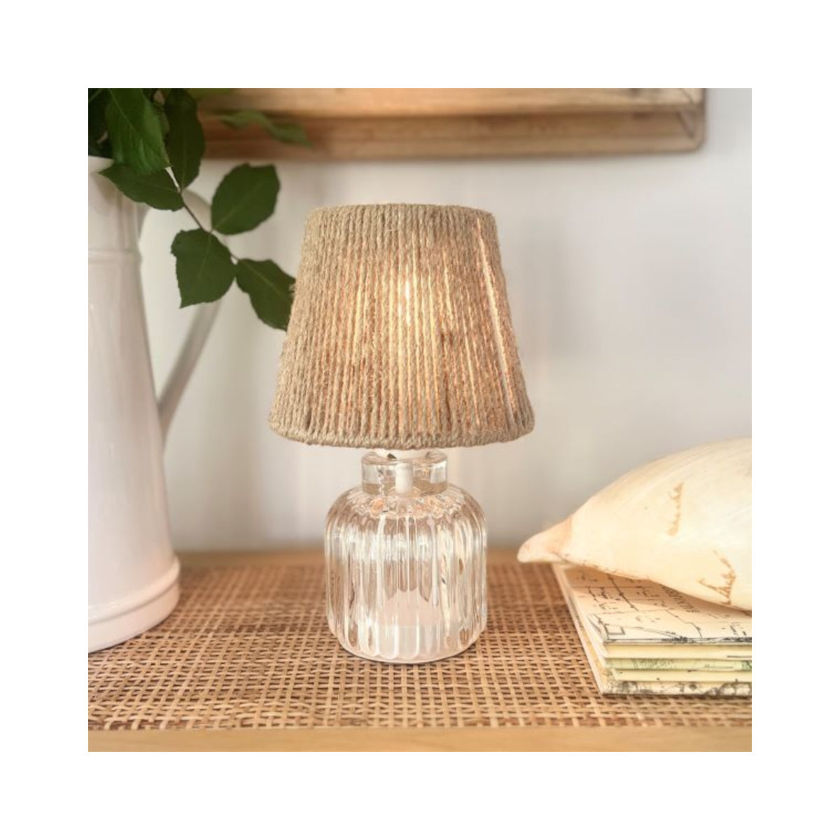 Botl Rib Glass String Battery Operated Table Lamp 14 x 22cm | Minimax