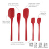 Tovolo Spatula Set Red Set of 5 featuring silicone spatulas in various sizes with ergonomic handles and heat-resistant design