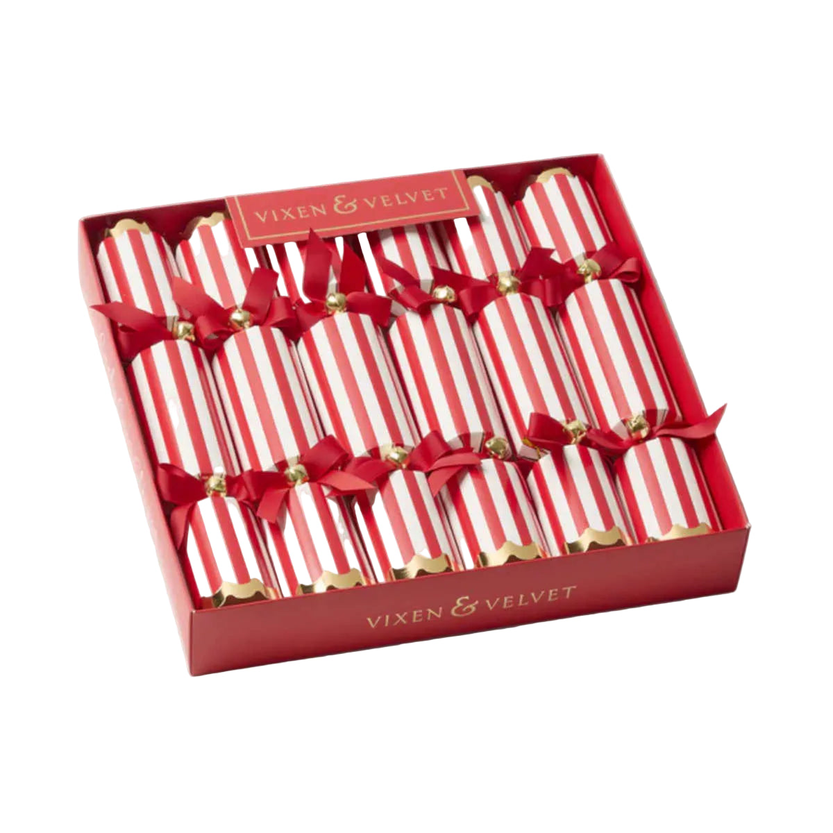 Vixen & Velvet Candy Cane Stripe Cracker  Red/White Set of 6 | Minimax