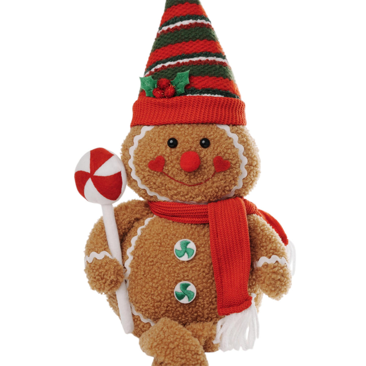 Noel George Sitting Gingerbread Man Christmas Decoration Brown/Green/Red 60cm | Minimax