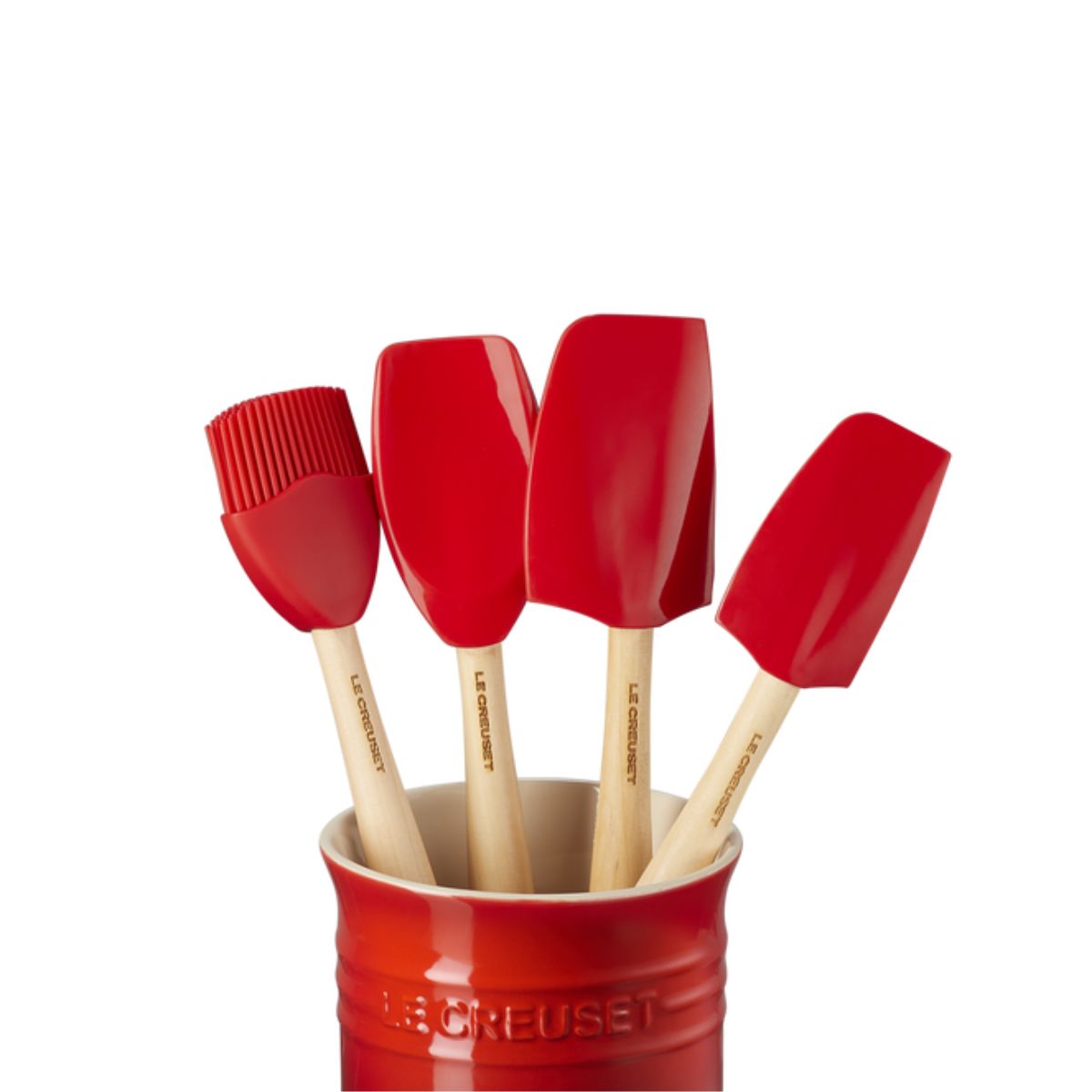 Le Creuset Spatula Set with Crock Cerise (5 Piece) | Minimax