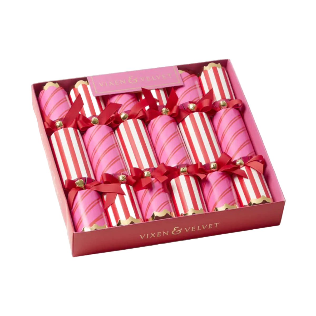 Vixen & Velvet Carnival Stripe Cracker Red/Pink Set of 6 | Minimax