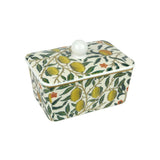 William Morris Fruits China Butter Dish 259g featuring vintage fruit and leaf pattern with lid