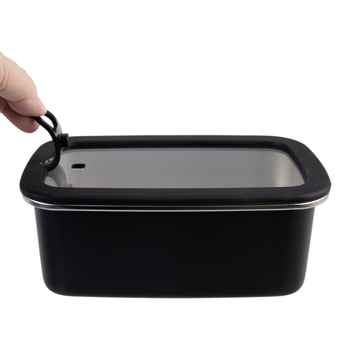 Oasis Microwave Safe Rectangular Stainless Steel Container Black 1.1L