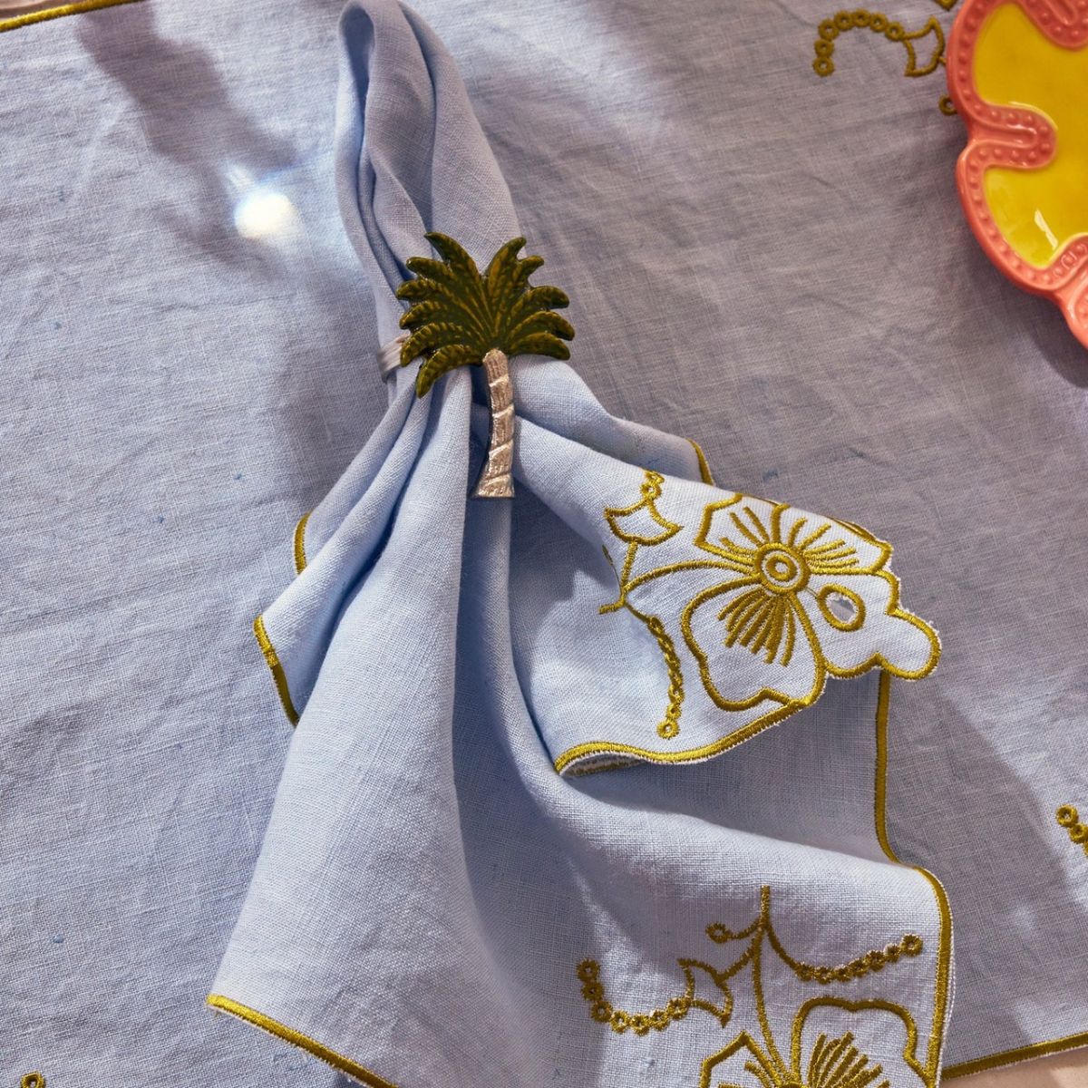 Kip&Co Blue Tuscan Embroidered Placemat 50x35cm Set of 4