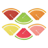 Fred Cocktail Drink Markers Set of 6 shaped like colourful fruit slices in assorted colours