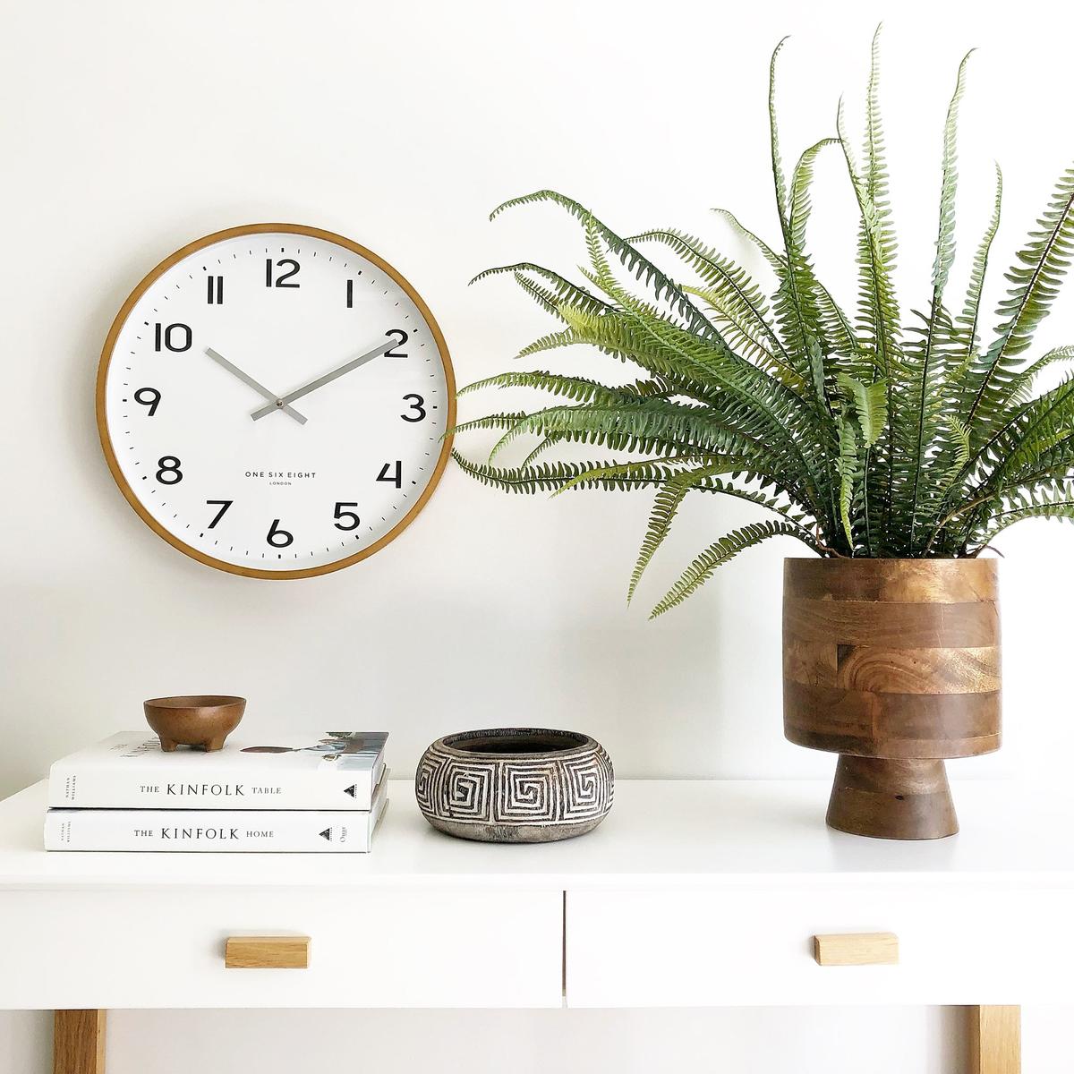 One Six Eight London Olivia Wood Wall Clock White 41cm | Minimax