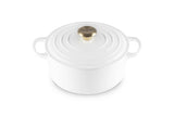 Le Creuset Signature Cast Iron Round Casserole White 24cm (4.2L) | Minimax