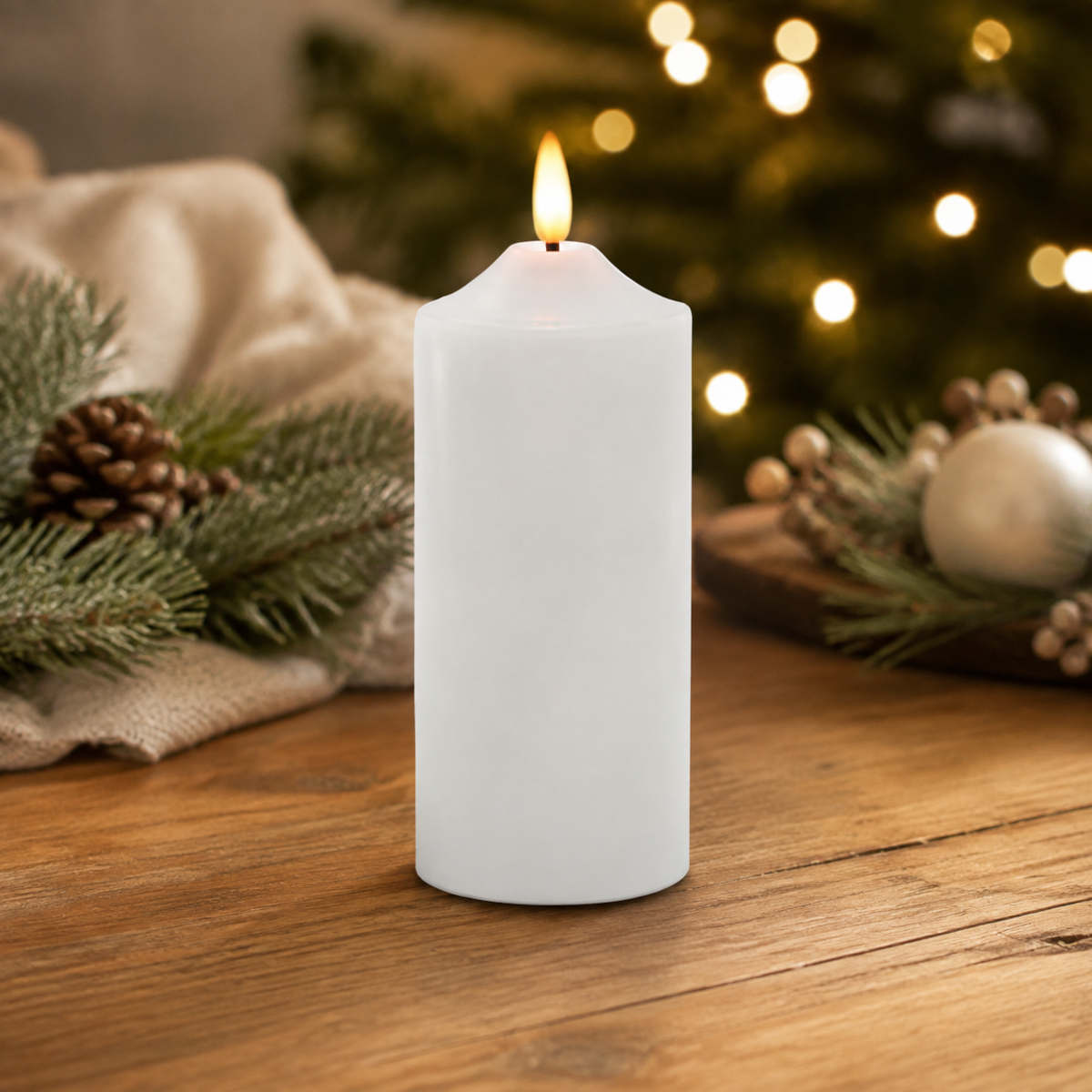 Pure Christmas Ellipse LED Church Flameless Candle White 7.5 x 15cm | Minimax