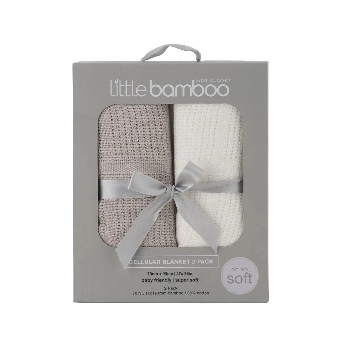 Little Bamboo Baby Cellular Blanket Stone Grey (Pack of 2) | Minimax