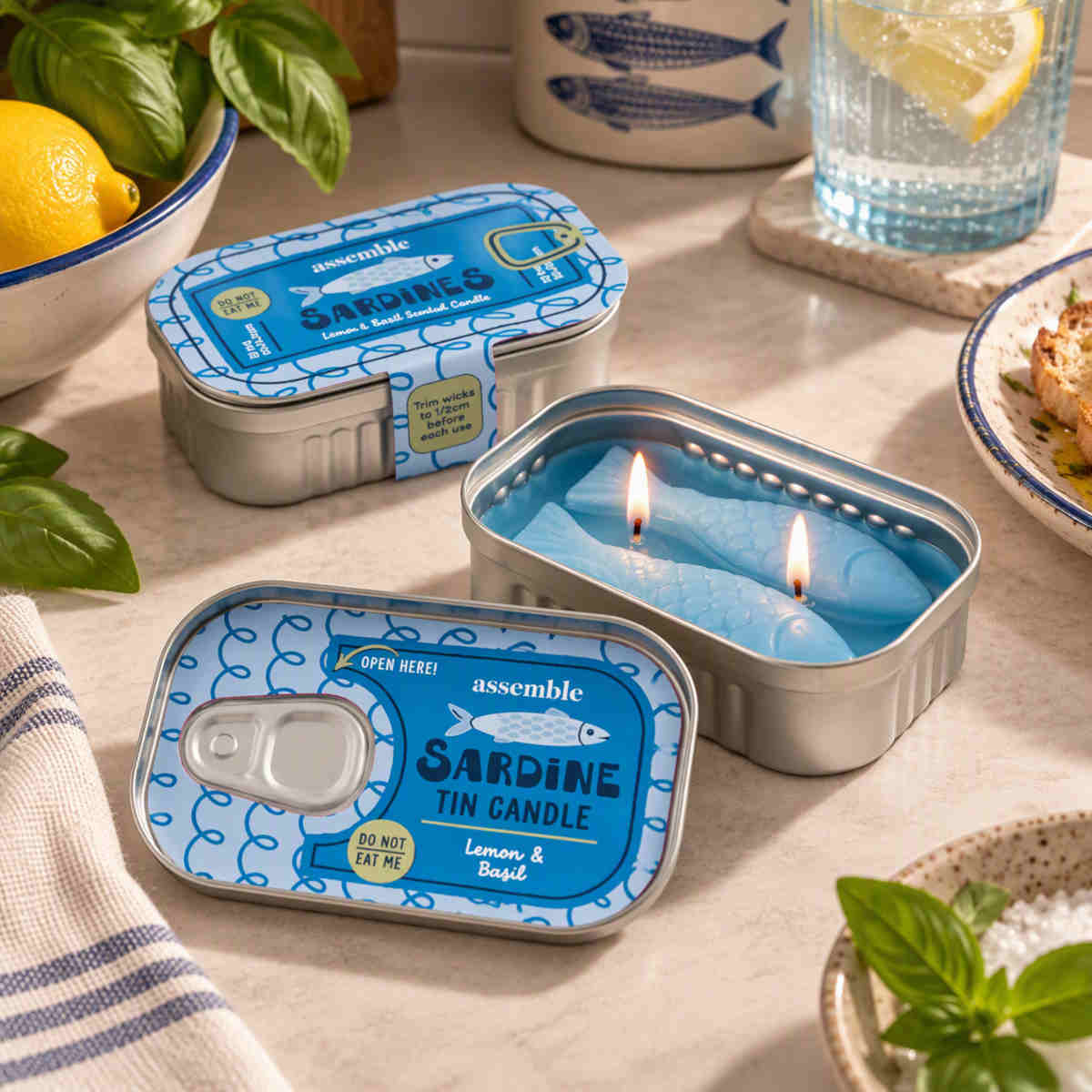 Assemble Sardine Tin Candle Teal 10.5x6.5cm