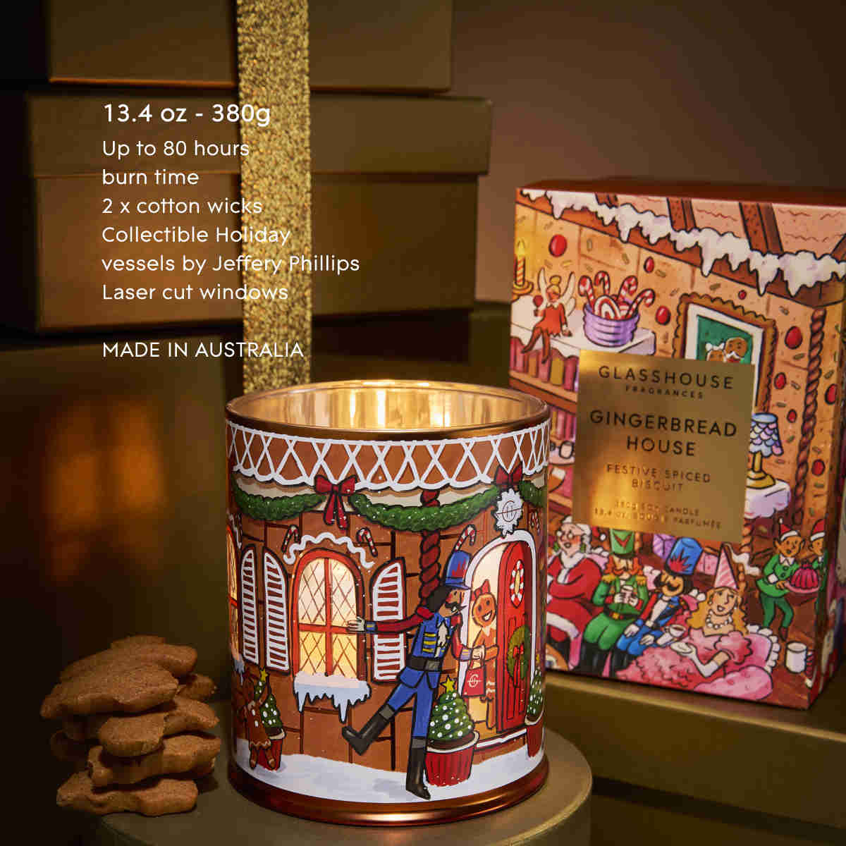 Glasshouse Fragrances Gingerbread House 2026 Candle 380g | Minimax