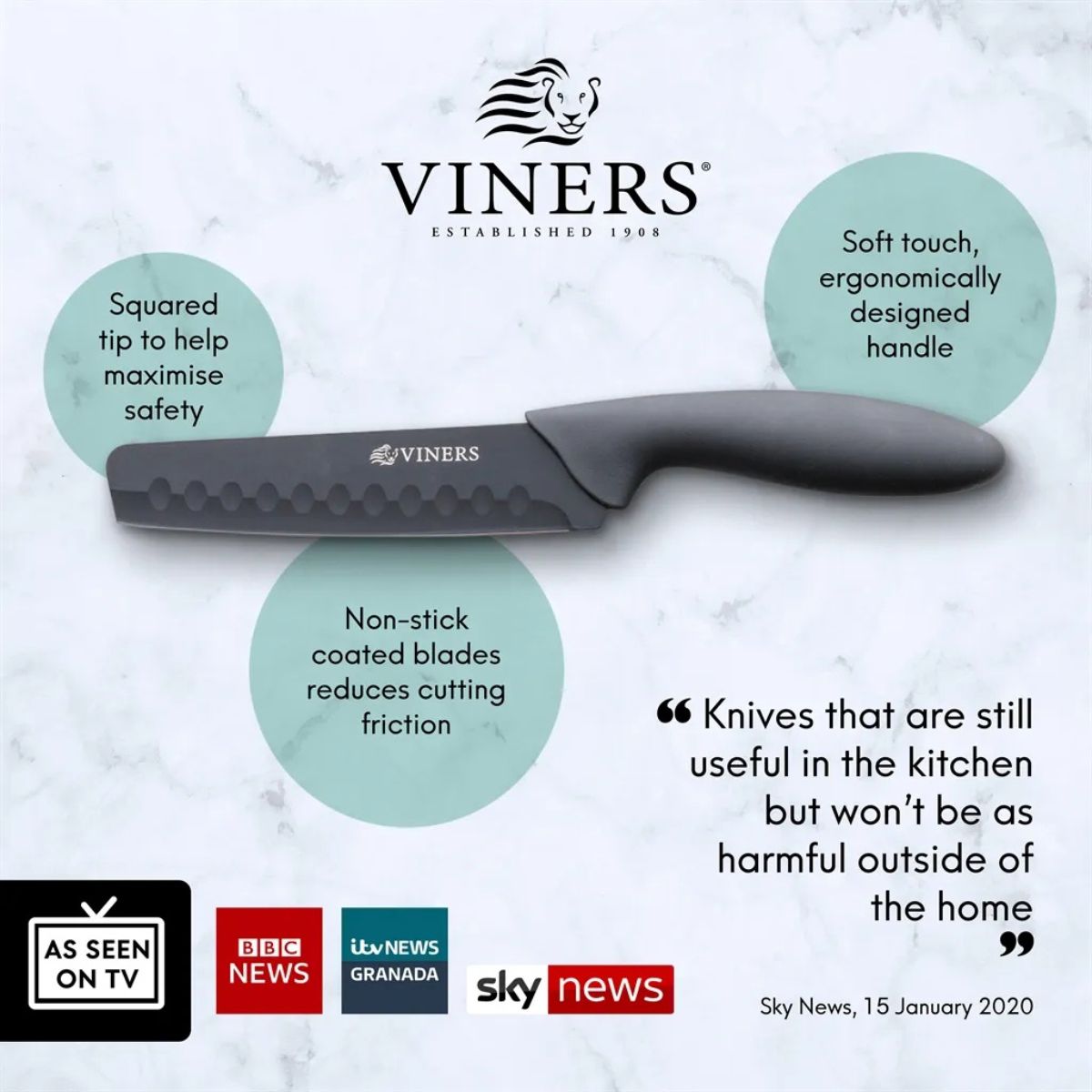 Viners Assure Knife Set Black 4 Piece | Minimax