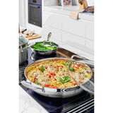 Scanpan Impact Chef's Pan and Frypan Set 28cm | Minimax - in the kitchen with pasta and vegetables