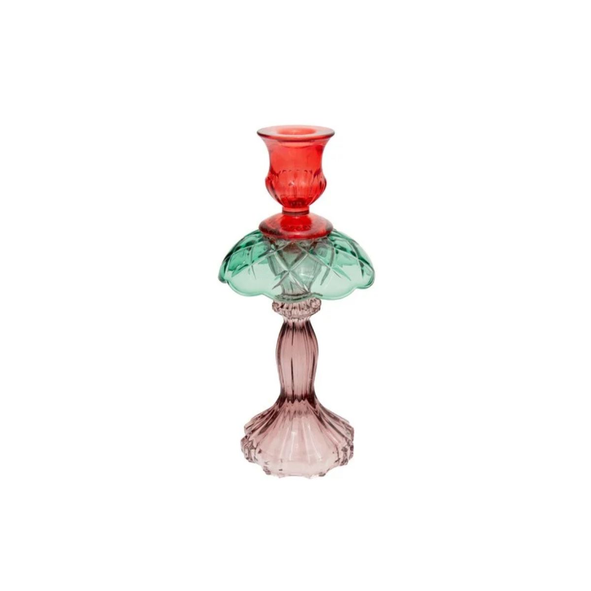 Swing Gifts Pemina Glass Candle Holder Red Green 23cm