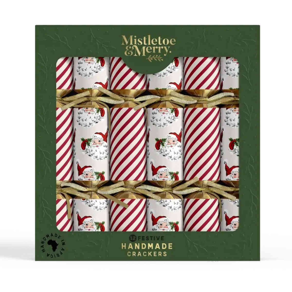 Mistletoe & Merry Festive Nostalgic Santa & Stripes 12" (Set of 12) | Minimax