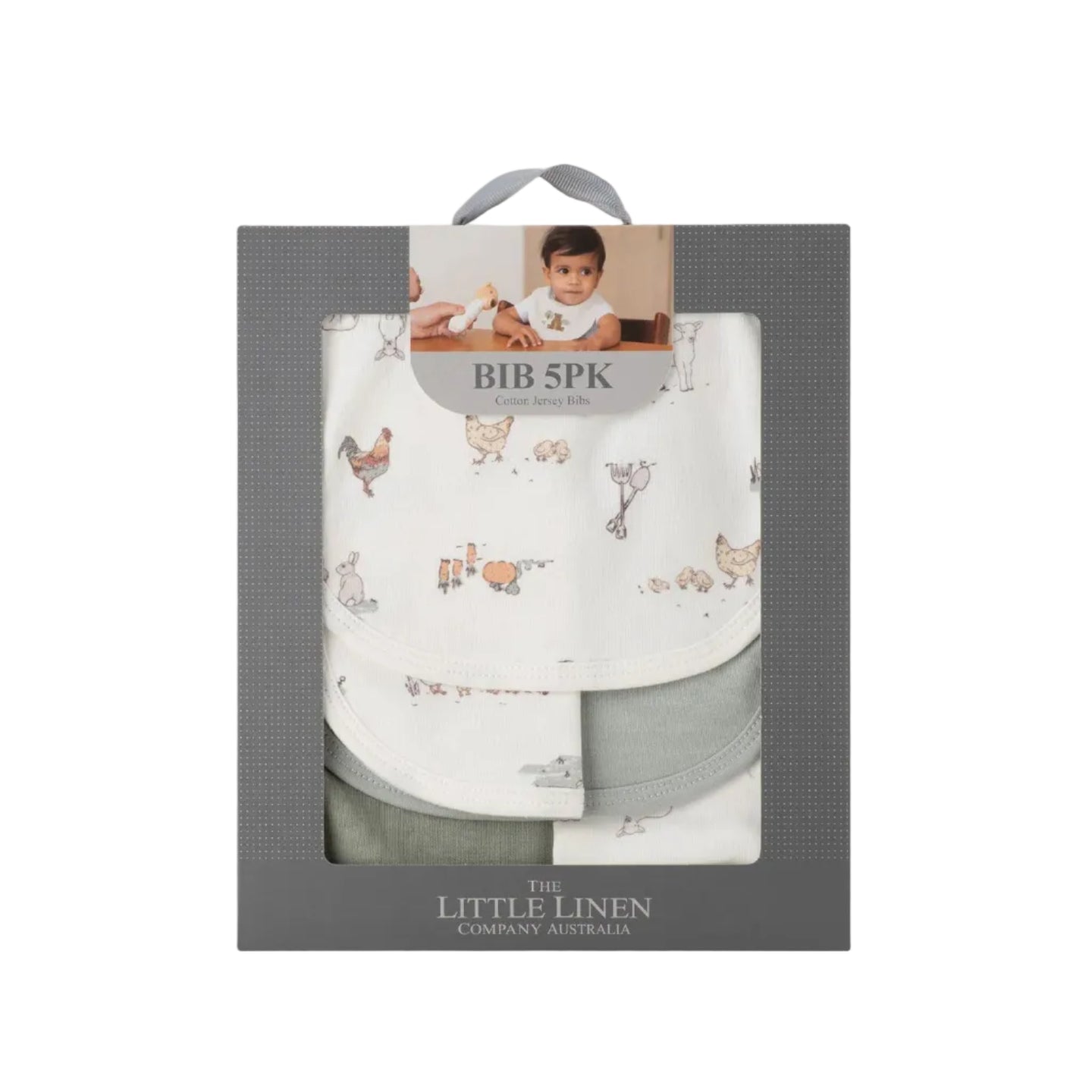Little Linen Farmyard Lamb Jersey Bib Pack of 5 | Minimax