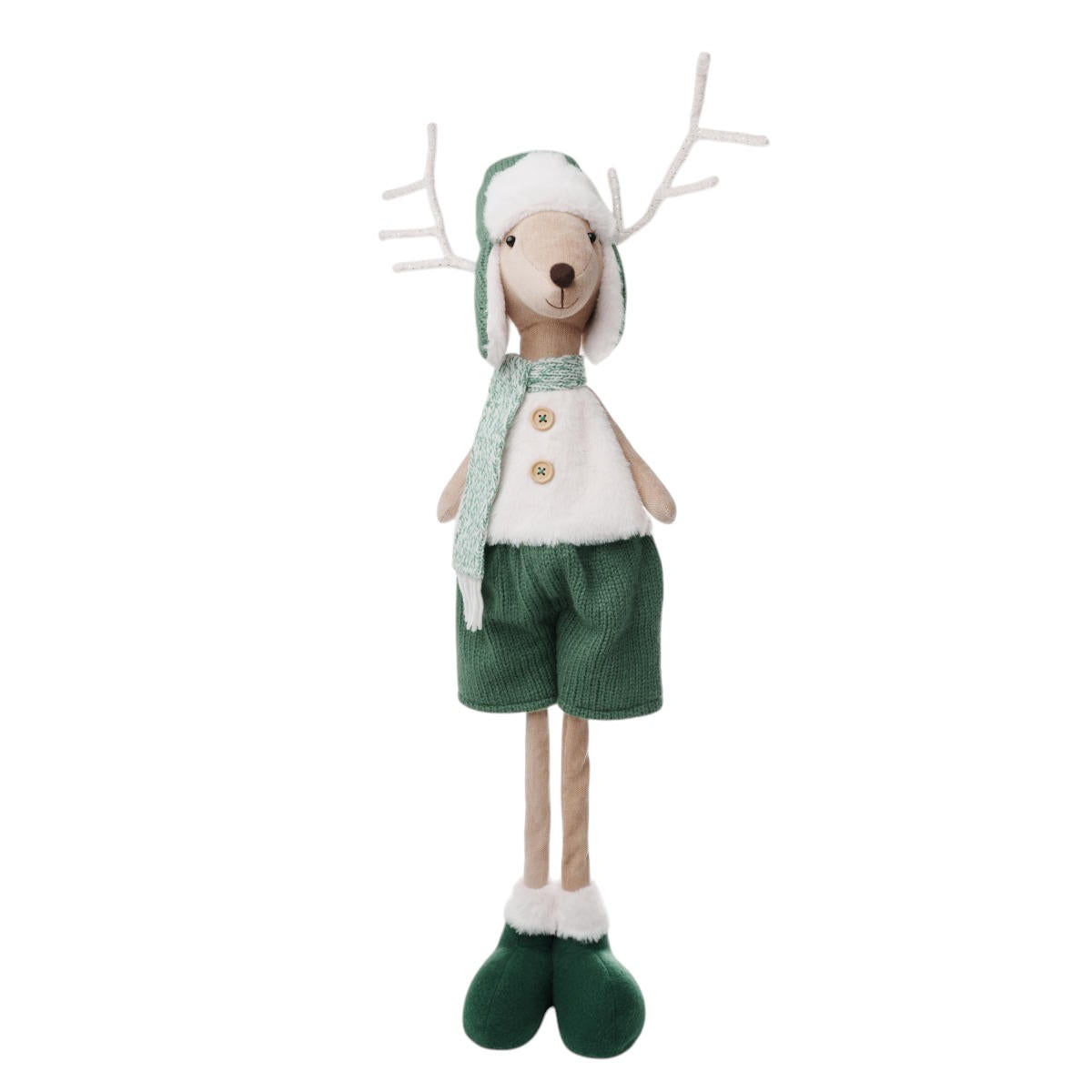 Noel Bob Standing Reindeer Christmas Decoration Green/White 75cm | Minimax
