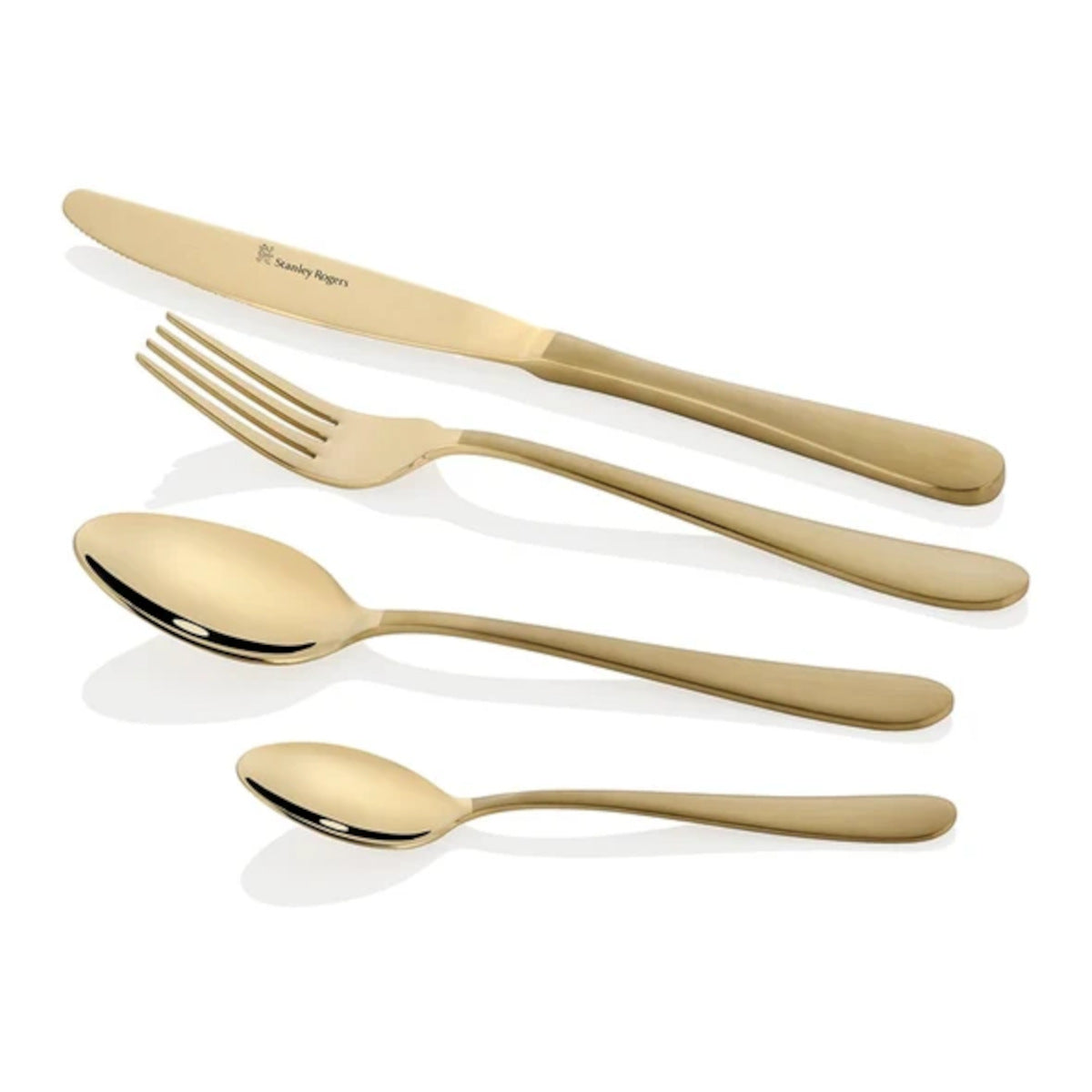 Stanley Rogers Albany Dual Finish Cutlery Champagne Gold 16 Piece Set