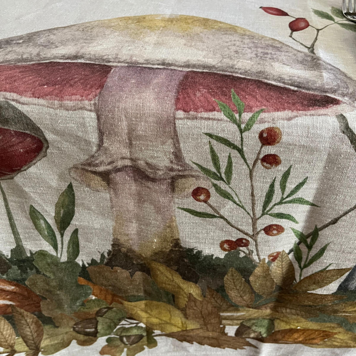 Tessitura Toscana Telerie Grifola linen Tablecloth Mushroom 170x270cm