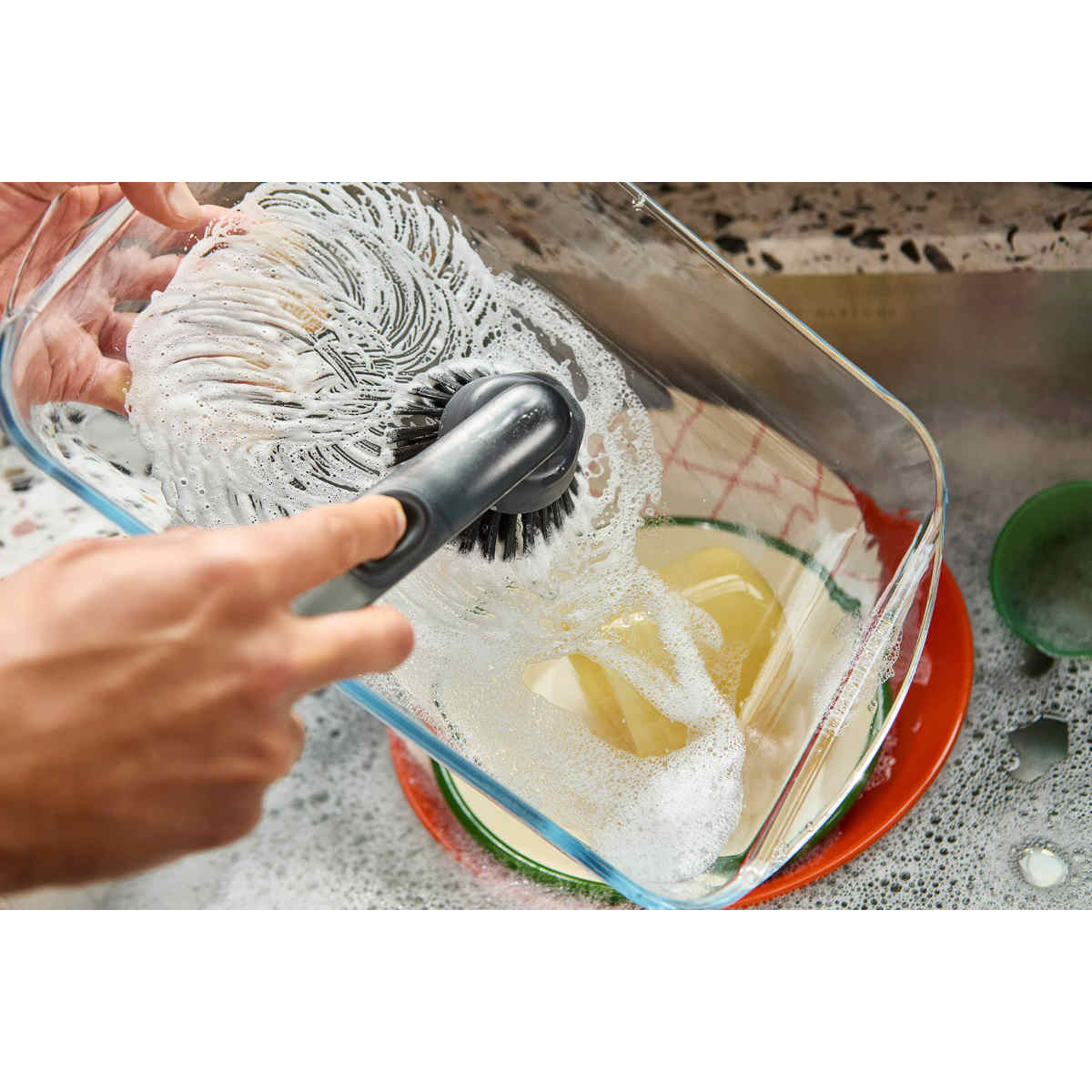 Joseph Joseph SinkTech Soap Dispensing Washing Up Brush with Steel Stand Clear | Minimax