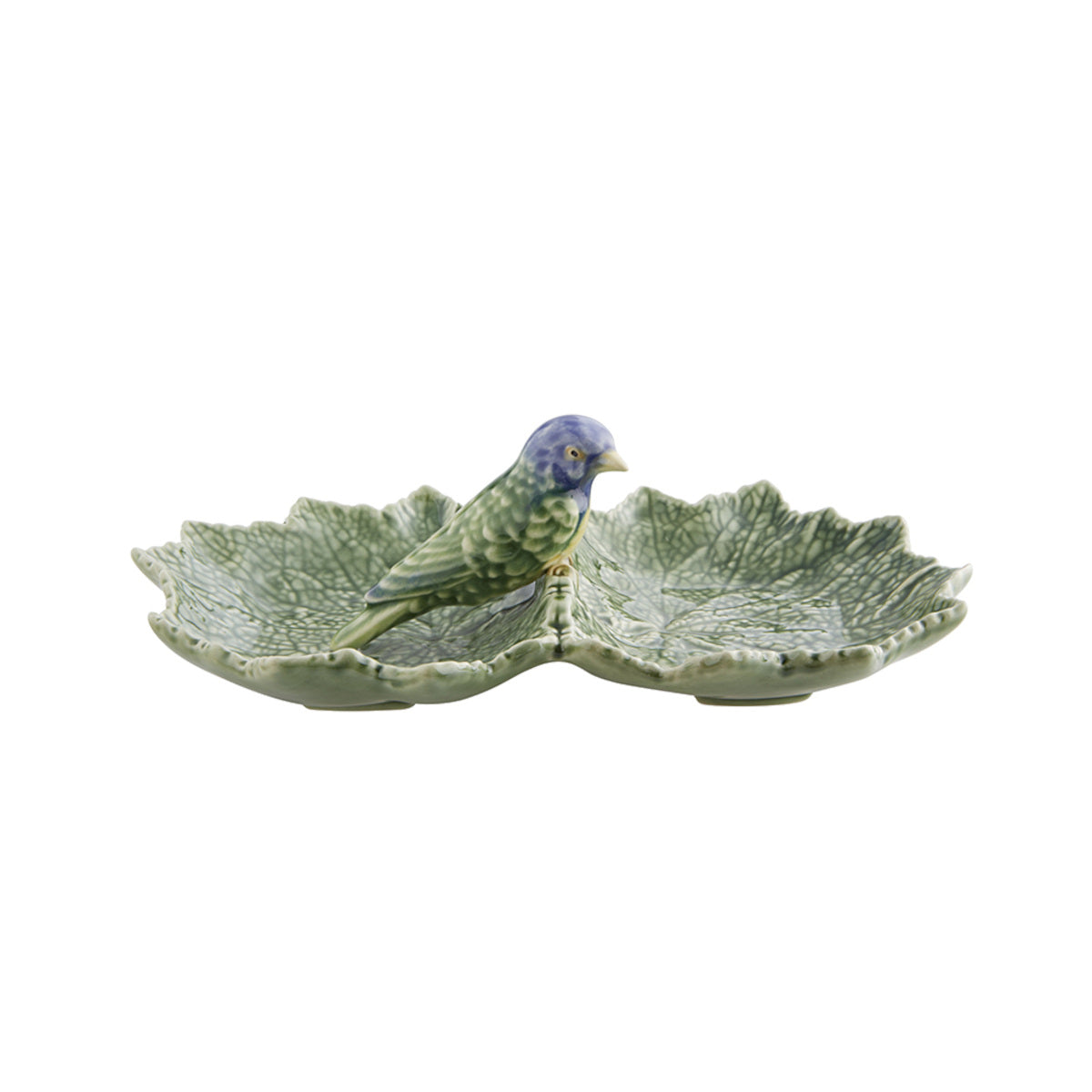 Bordallo Pinheiro Cinerária Double Leaf with Blue Bird | Minimax