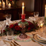 Swing Gifts Pemina Glass Candle Holder Red Green 23cm