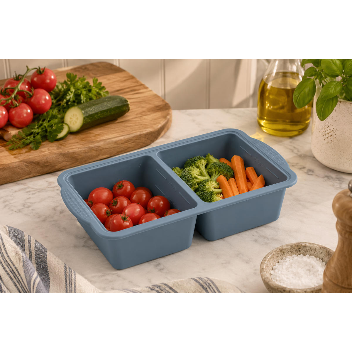 Wiltshire Silicone Prep Container with Lid 2 Portion 500ml