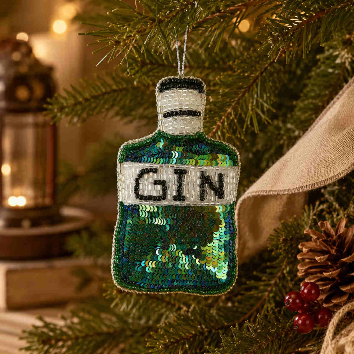Vixen & Velvet Gin Sequin Decoration 13cm | Minimax