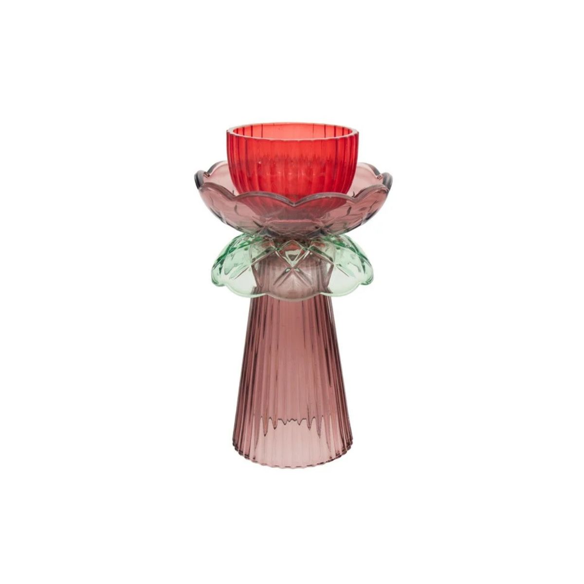 Swing Gifts Pemina Glass Votive Holder Red Green 21cm