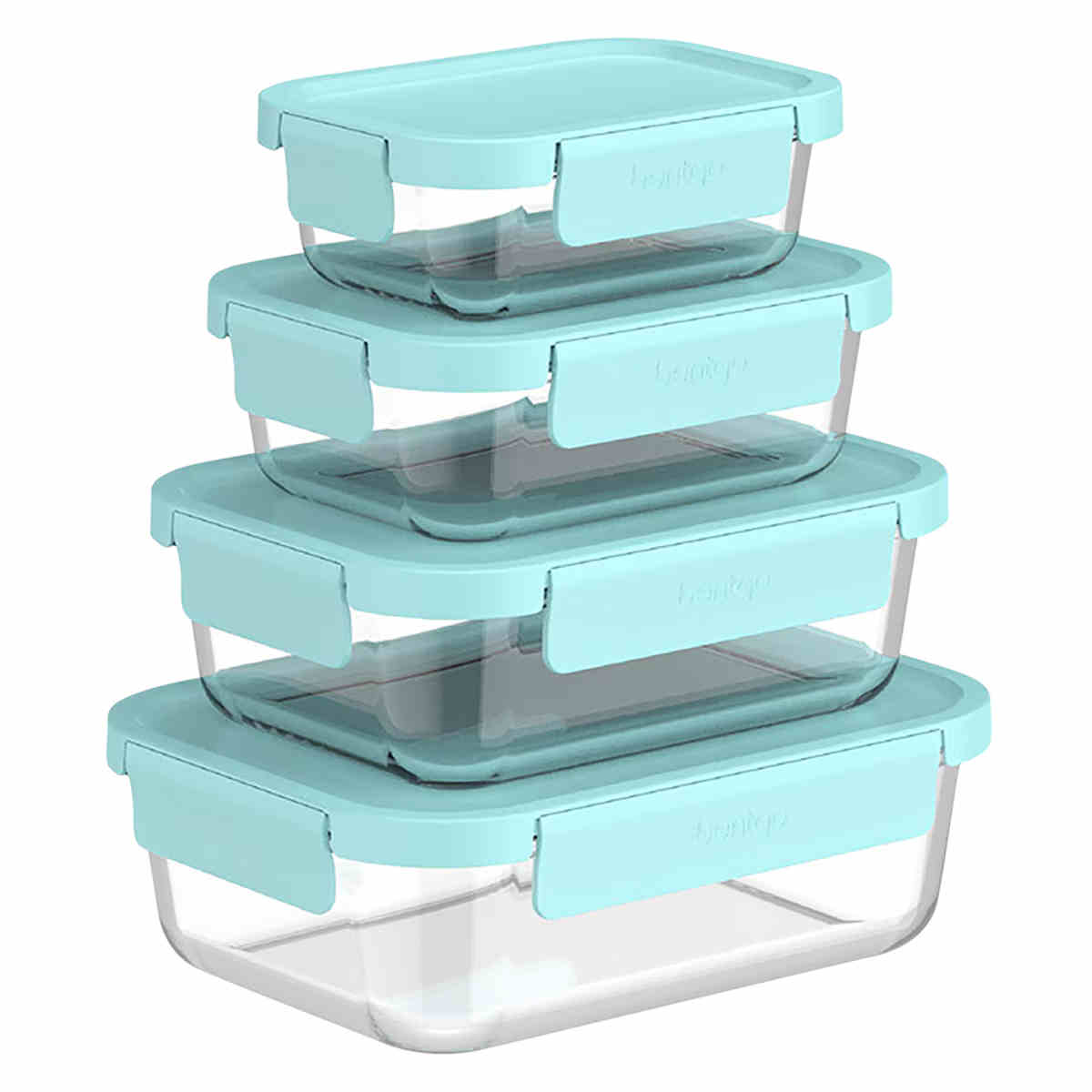 Bentgo Rectangle Glass Food Storage Aqua Set 4 Piece