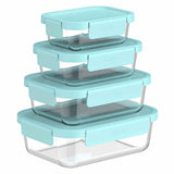 Bentgo Rectangle Glass Food Storage Aqua Set 4 Piece