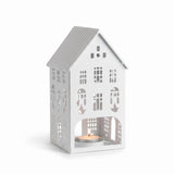 Lune Enamel Tealight House White 11x12x20cm