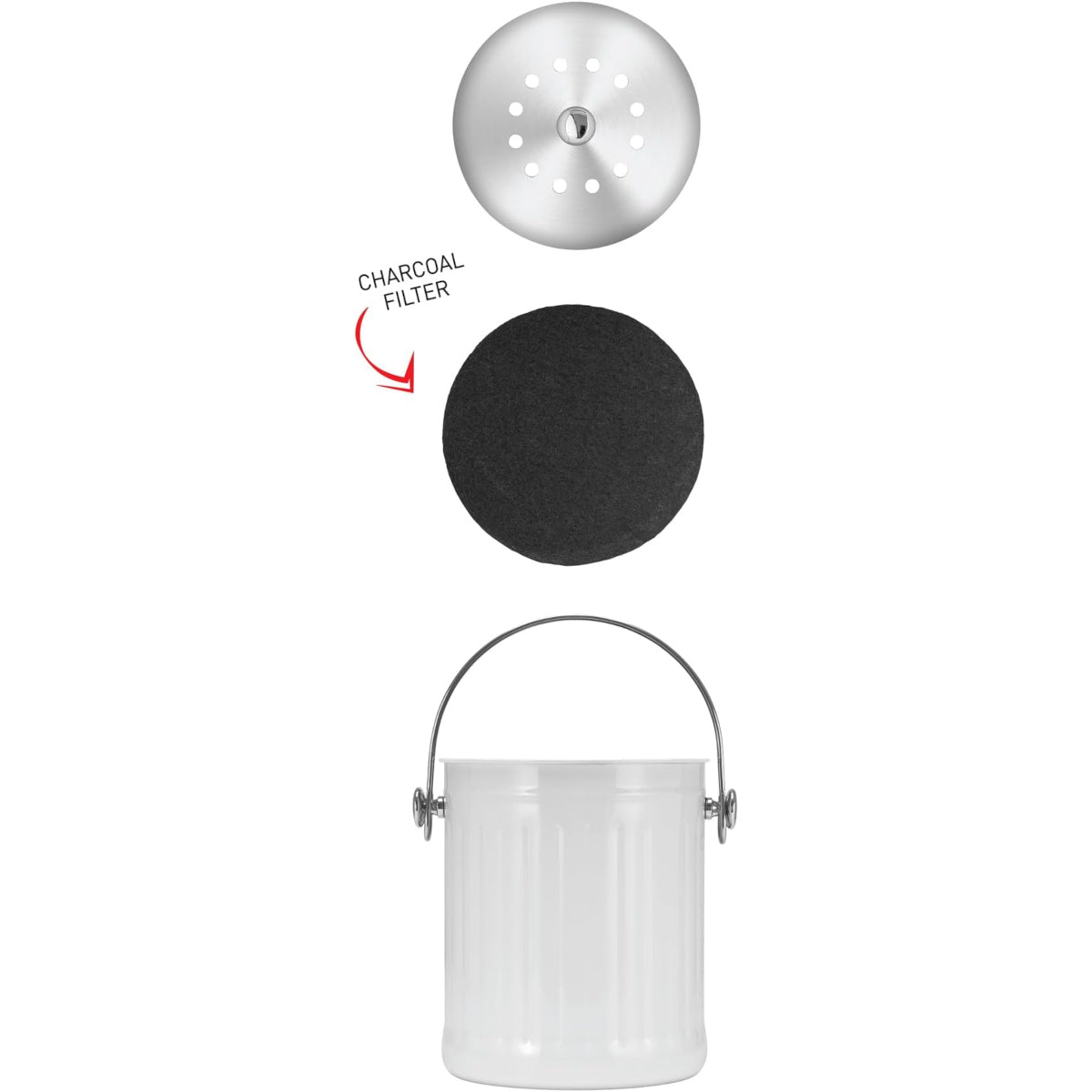 Avanti Stainless Steel Compost Bin  White Silver 5L