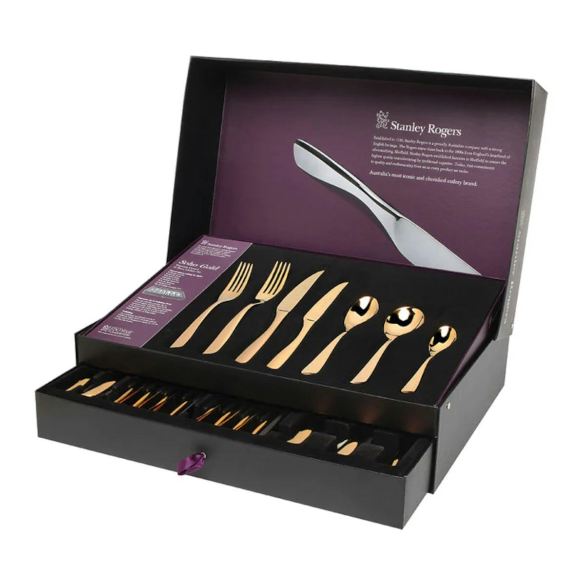 Stanley Rogers Soho Gold 56 Piece Cutlery Set