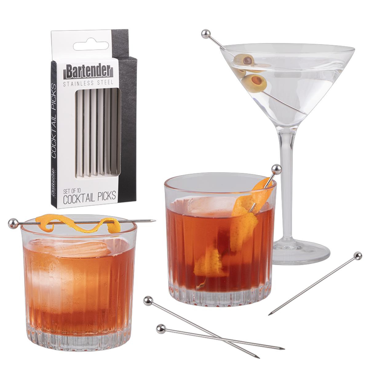 Cocktail Picks Stainless Steel Toothpicks 'Äì (4 & 8 inch) 12 Pack Martini Picks