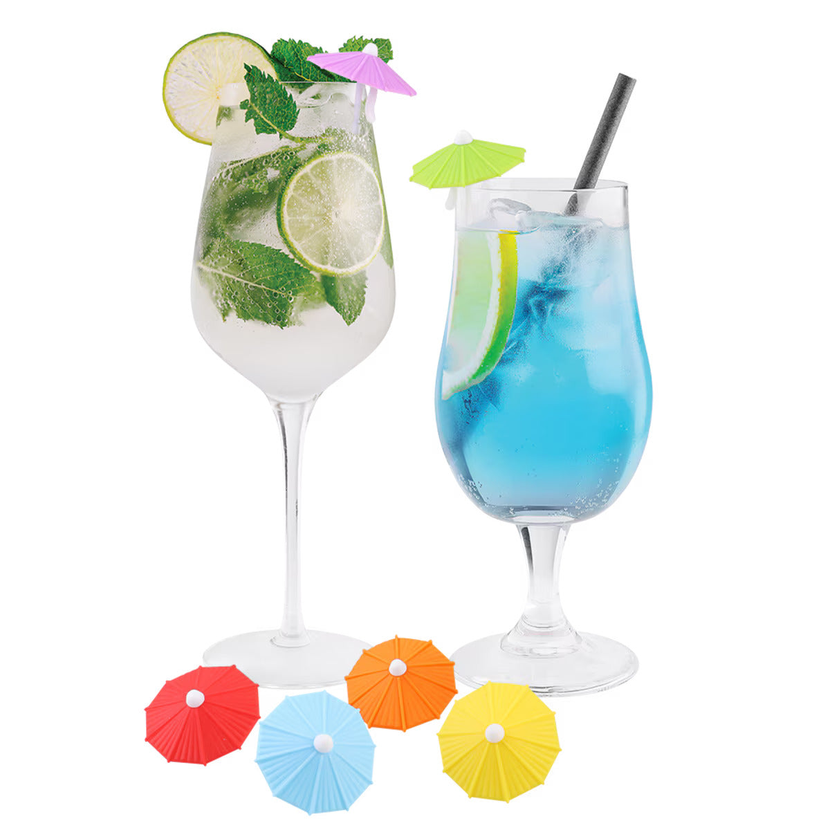 Bartender Drink Marker Parasol Clips Set of 6 | Minimax - with two cocktails