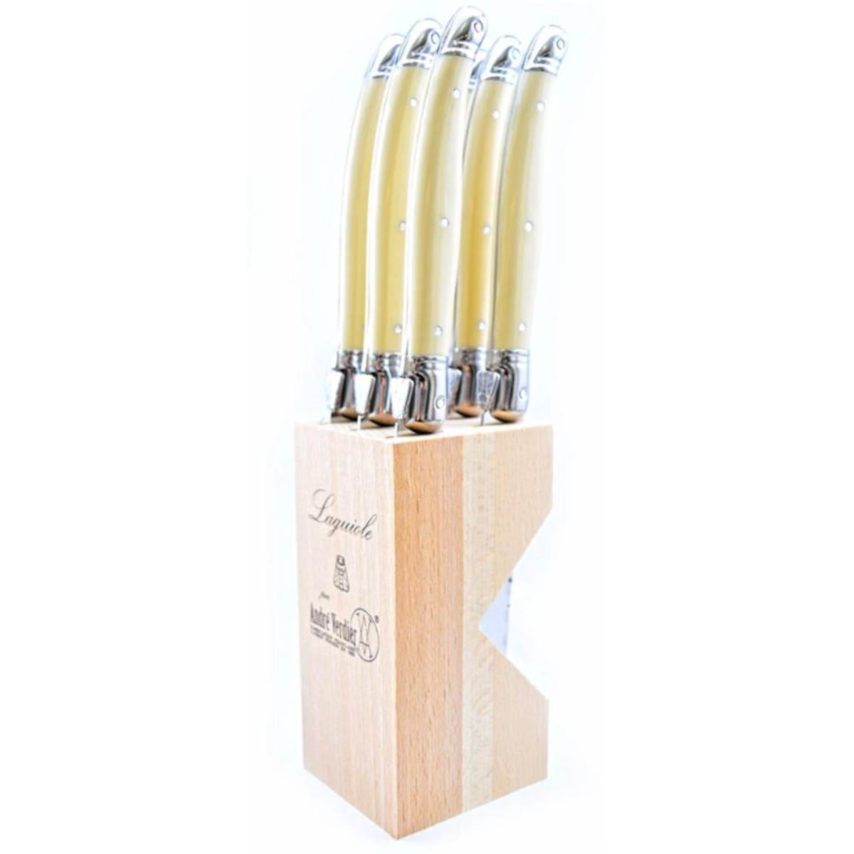 André Verdier Laguiole steak knives Ivory Block of 6 | Minimax