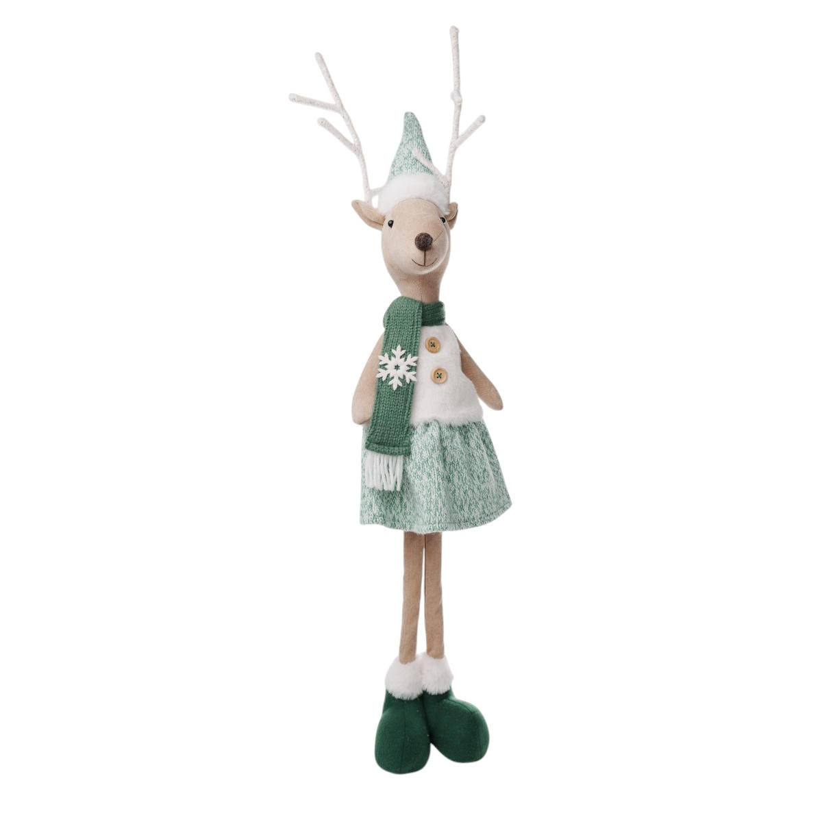 Noel Carol Standing Reindeer Christmas Decoration Green/White 75cm | Minimax