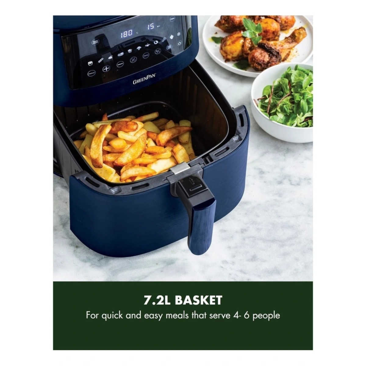 GreenPan Bistro Air Fryer Oxford Blue 7.2L | Minimax