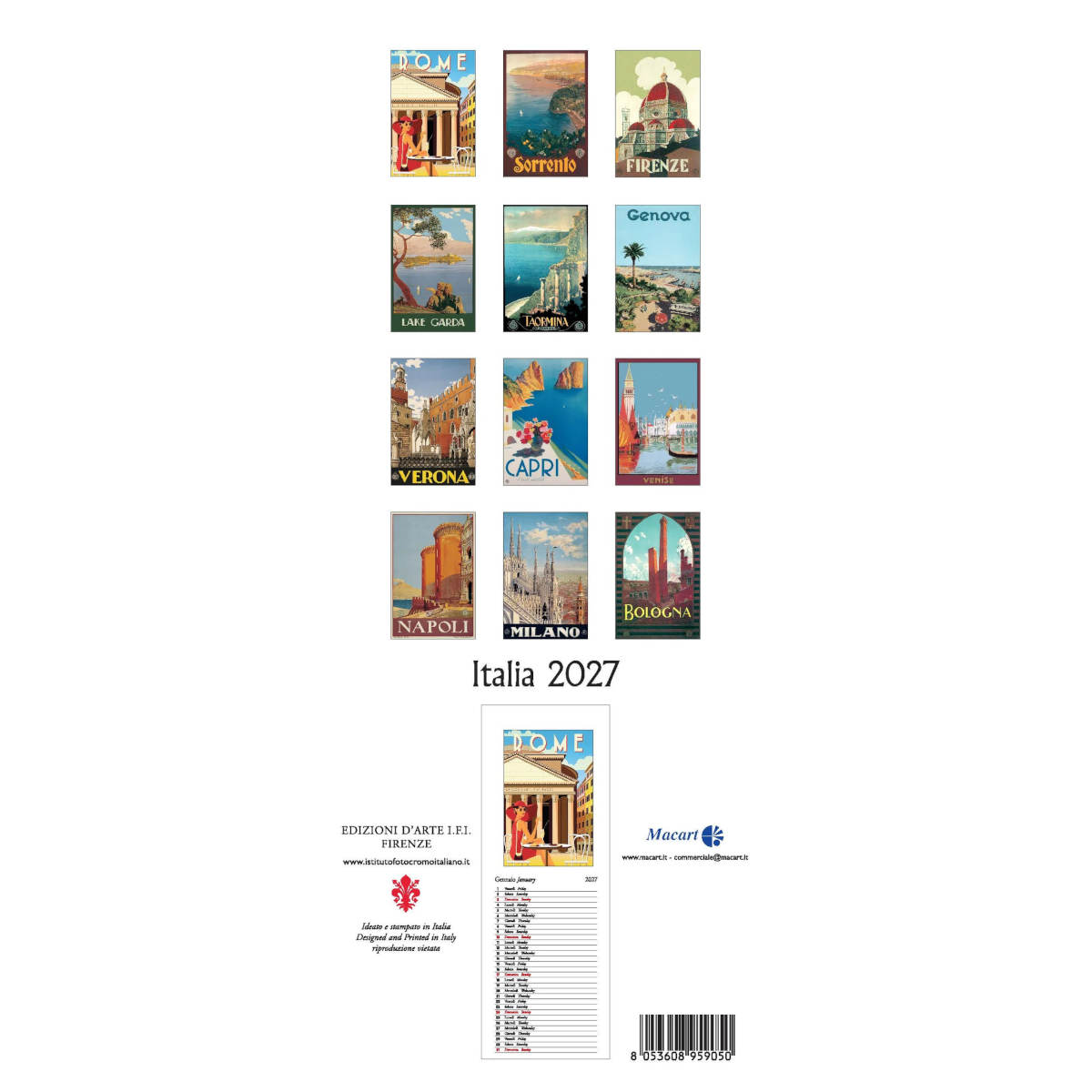 The Paperie Italia 2027 Slim Wall Calendar | Minimax