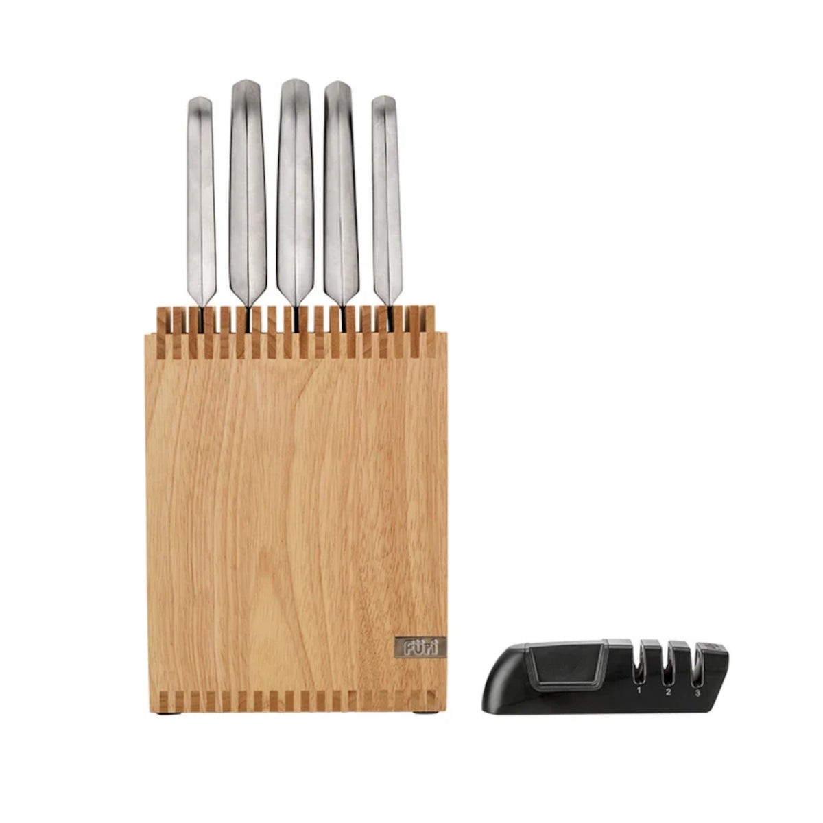 Furi Open Slat Wood Knife Block Set 7 Piece | Minimax