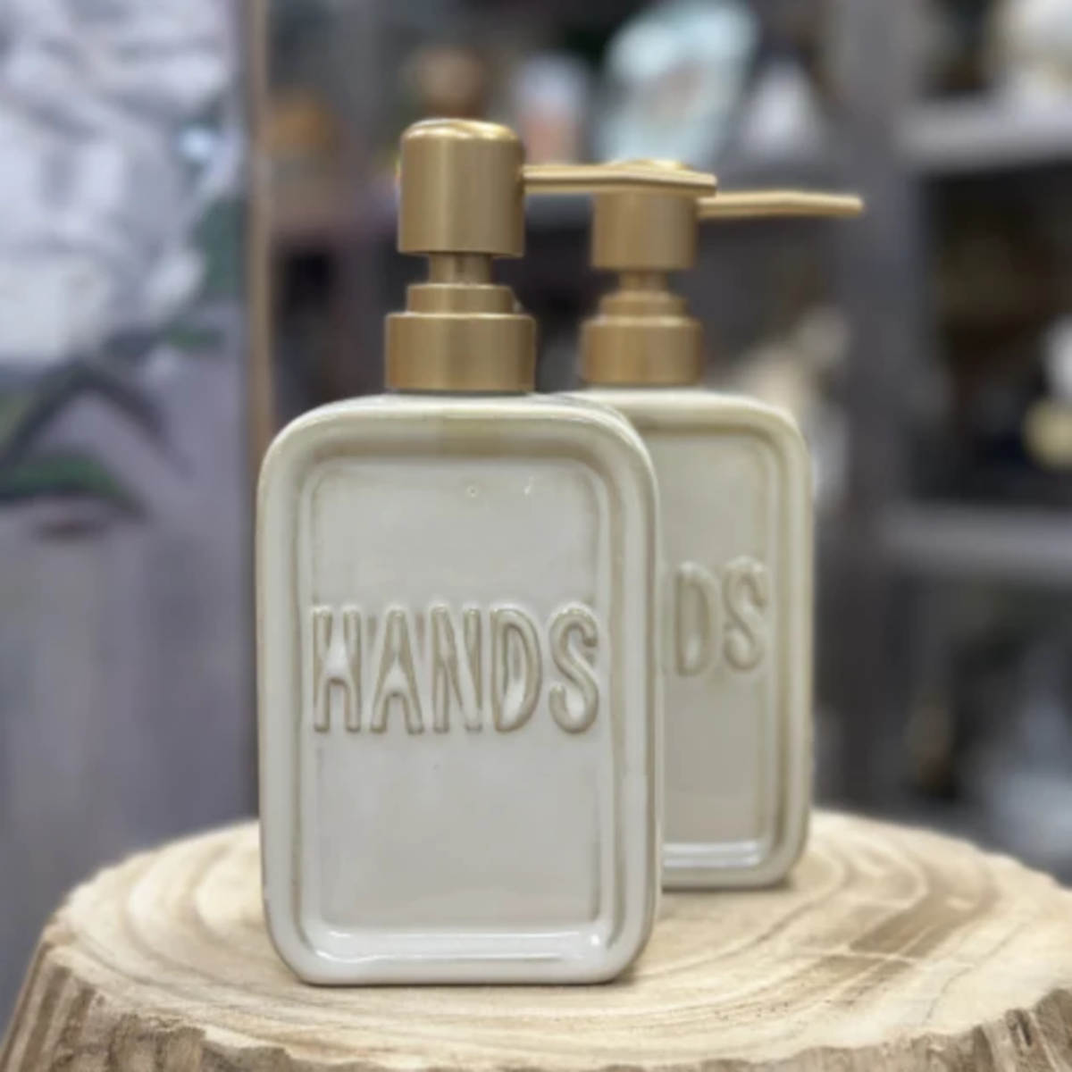 Elemental Hands Ceramic Soap Dispenser Ivory 8.5x18cm | Minimax