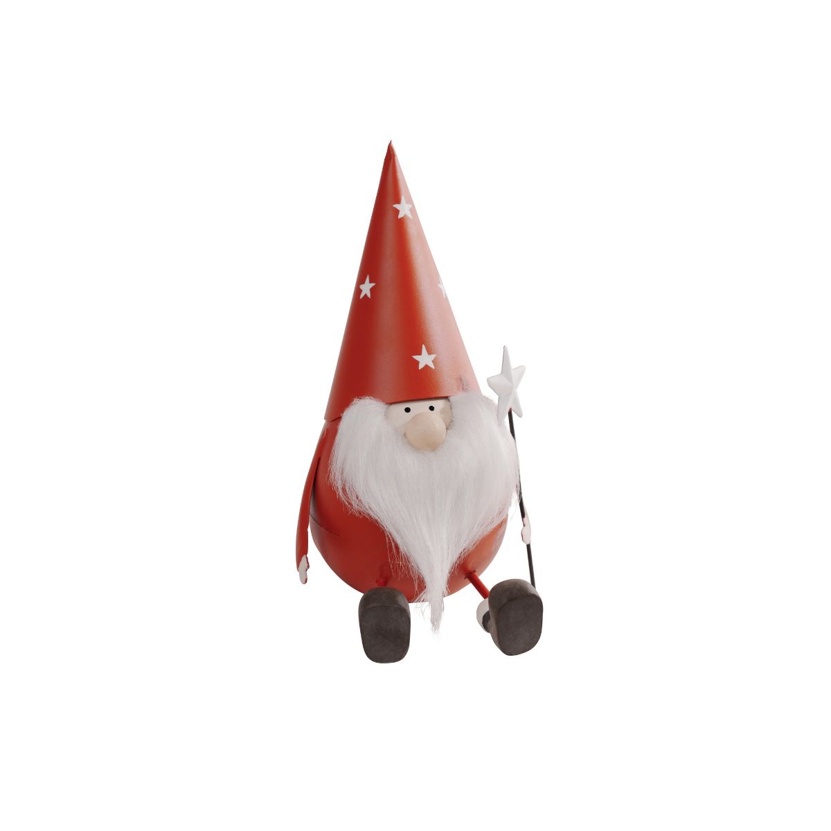 Noel Sitting Santa With Boots Star Wand 17cm