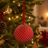 RAZ Quilt Bauble  Red/Gold 10cm