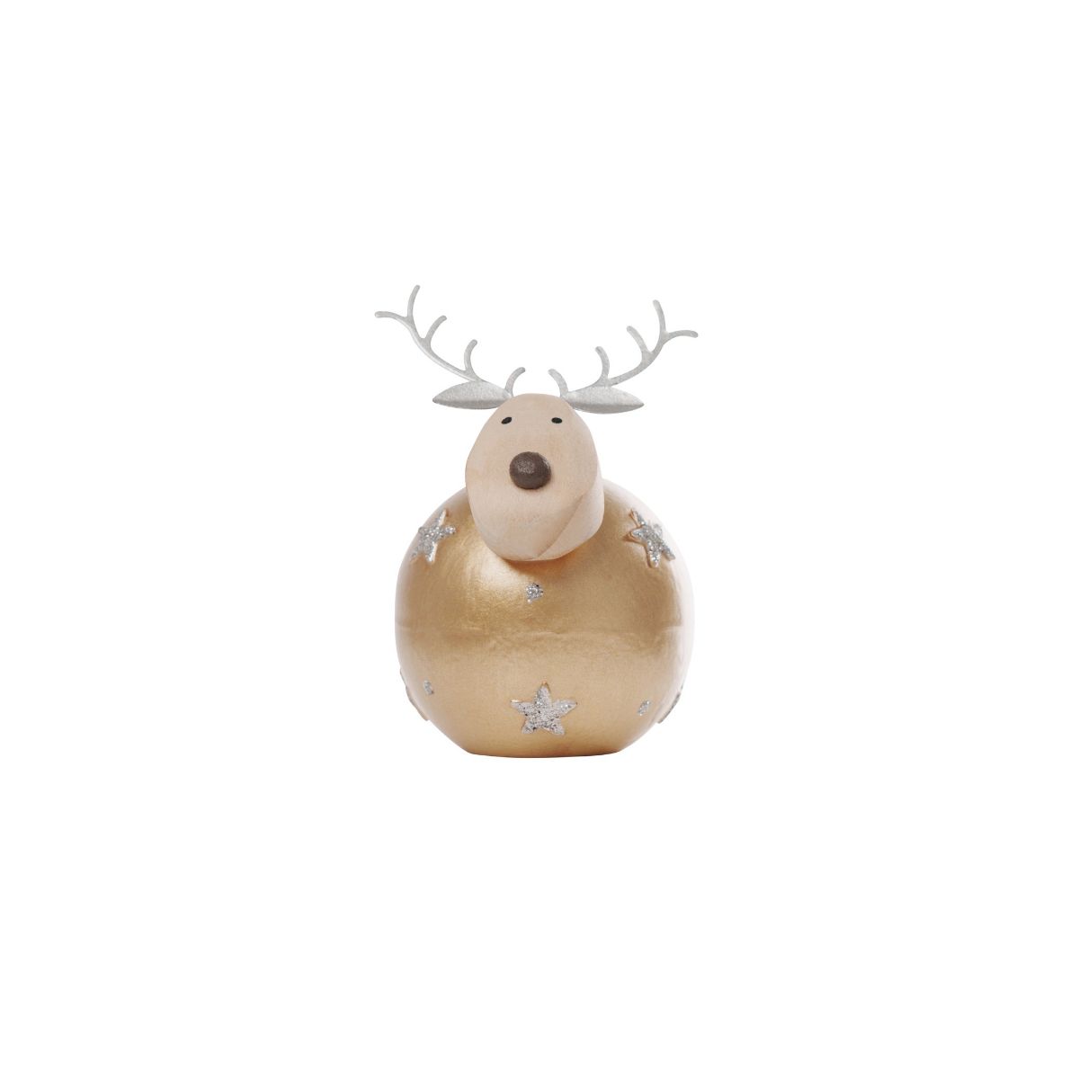Noel Round Reindeer With Stars Gold Silver 9cm